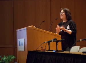 Deborah Blum entertains and enlightens the PDD 2016 crowd. Photo by Rich Press